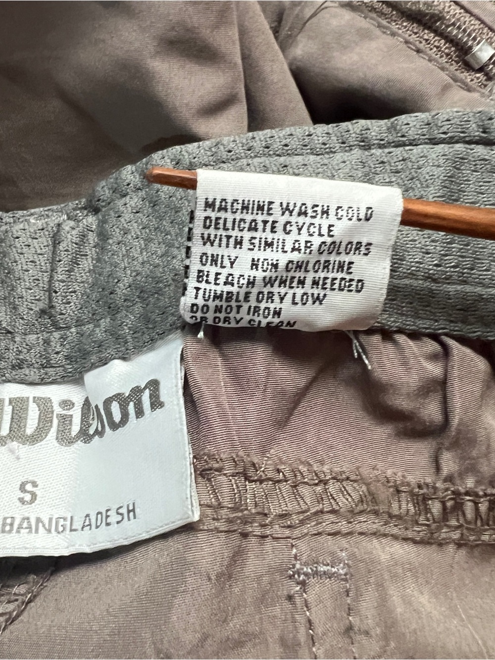 WILSON Womens Tennis Shorts Taupe Sage Green Trim Zip Snap Small S - Picture 9 of 15